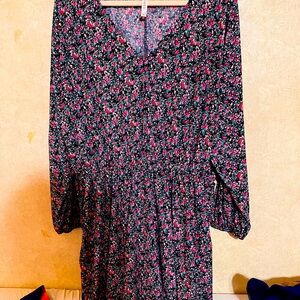 Dear Scarlett’s Floral Dress in Black with Pink & Green Accents - Women 3X